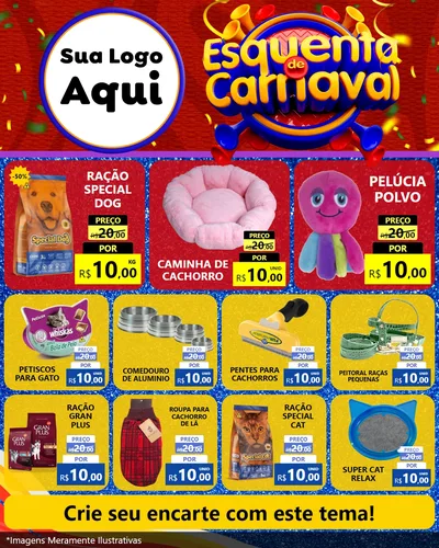 Modelo de Rede Social para Feed Instagram com o tema Esquenta de Carnaval para Pet Shop
