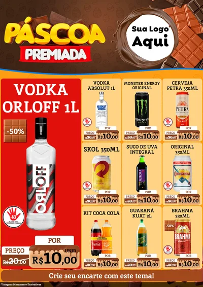 Modelo de Encarte para Encarte A4 Vertical com o tema Páscoa Premiada para Distribuidora de bebidas
