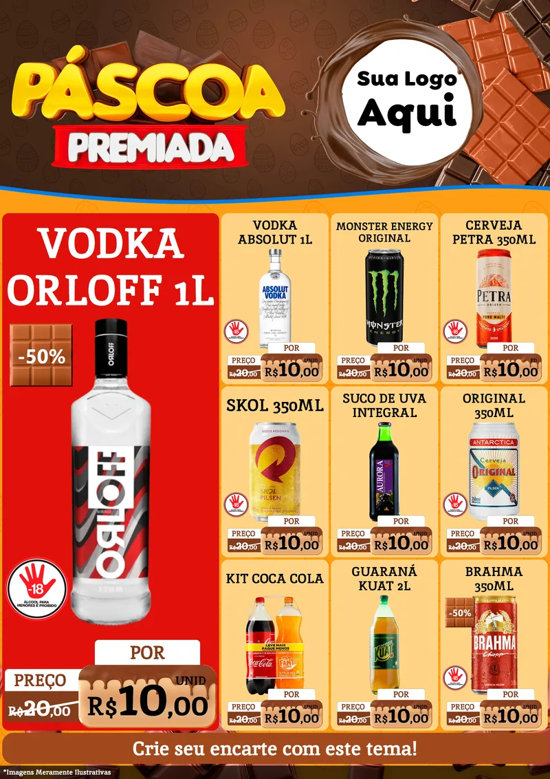 Modelo de Encarte para Encarte A4 Vertical com o tema Páscoa Premiada para Distribuidora de bebidas
