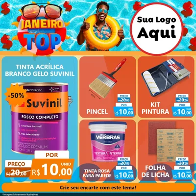 Modelo de Rede Social para Feed Facebook com o tema Janeiro Top para Tintas e Ferramentas