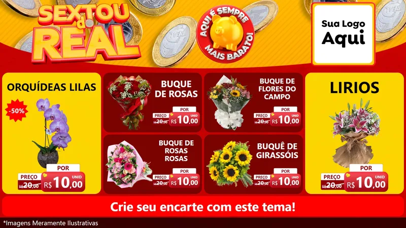 Modelo de TV para TV Horizontal com o tema Sextou do Real para Floricultura e jardim