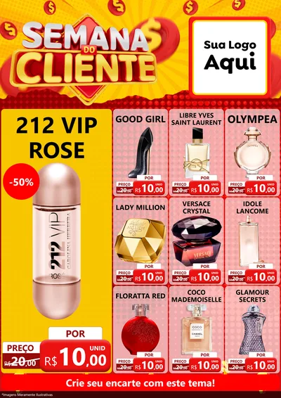 Modelo de Encarte para Encarte A4 Vertical com o tema Semana do Cliente para Perfumes