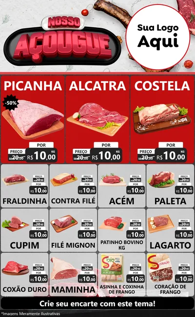 Modelo de Encarte para Encarte Grande com o tema Nosso Açougue para Açougue