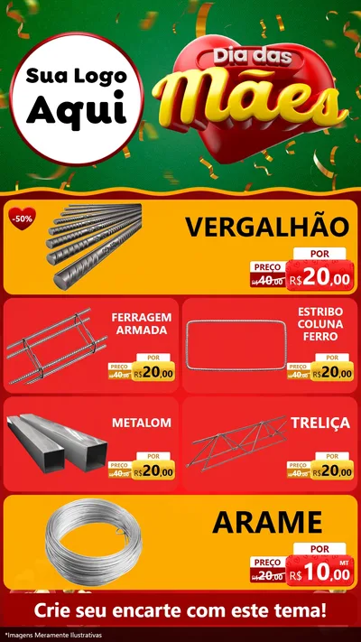 Modelo de TV para TV Vertical com o tema Dia das Mães para Ferragens