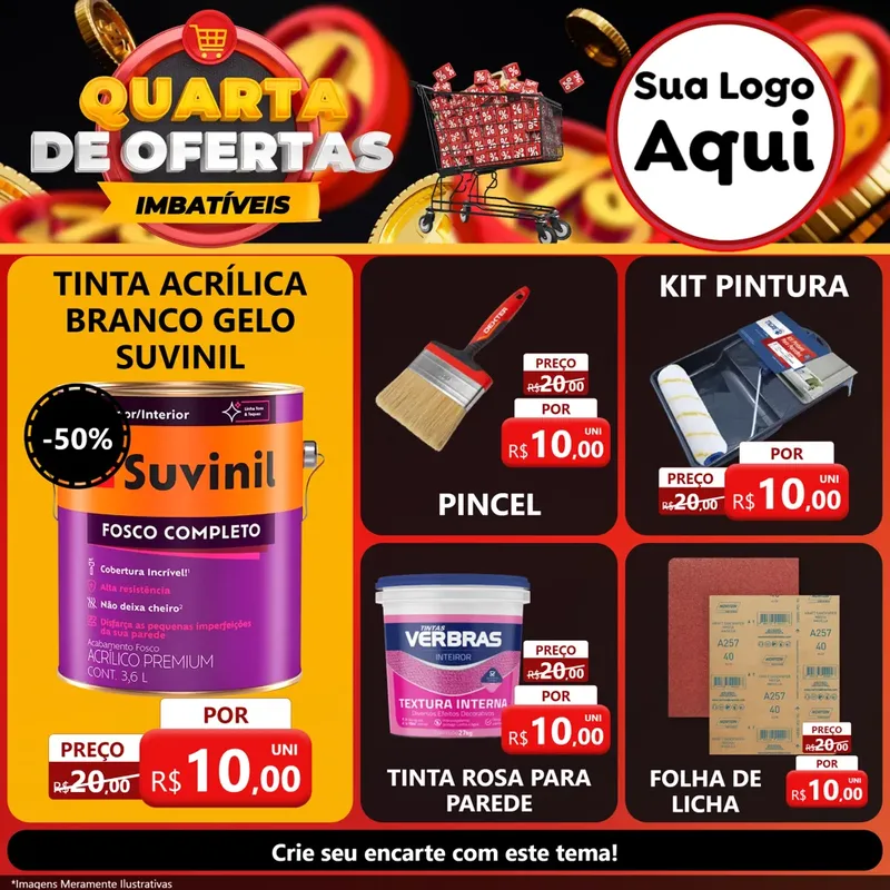 Modelo de Rede Social para Feed Facebook com o tema Quarta de Ofertas Imbatíveis para Tintas e Ferramentas