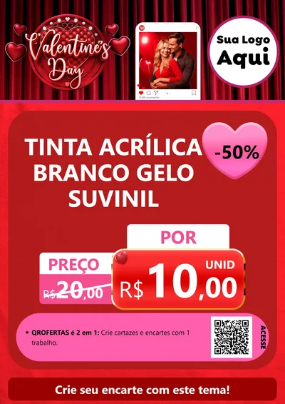 Modelo de Cartaz para Cartaz A4 Vertical com o tema Valentine's Day para Tintas e Ferramentas