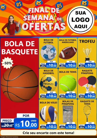 Modelo de Encarte para Encarte A4 Vertical com o tema Final de Semana de Ofertas para Artigos Esportivos