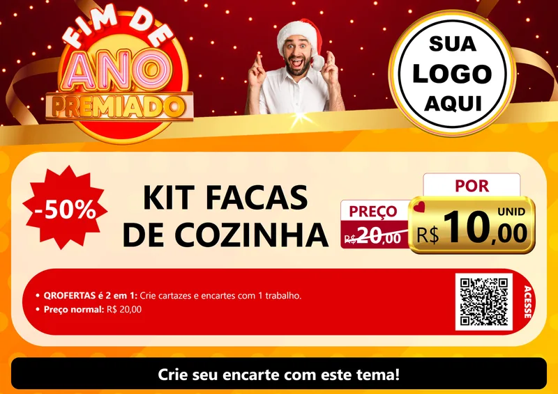 Modelo de Cartaz para Cartaz A4 Horizontal com o tema Fim de Ano Premiado para Utilidades Domésticas