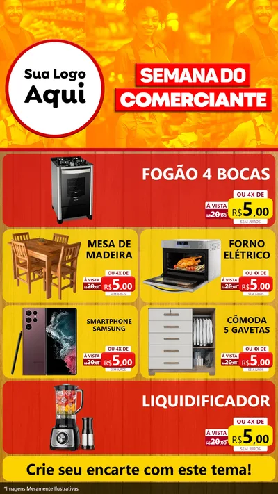 Modelo de TV para TV Vertical com o tema Semana do Comerciante para Móveis e Eletro