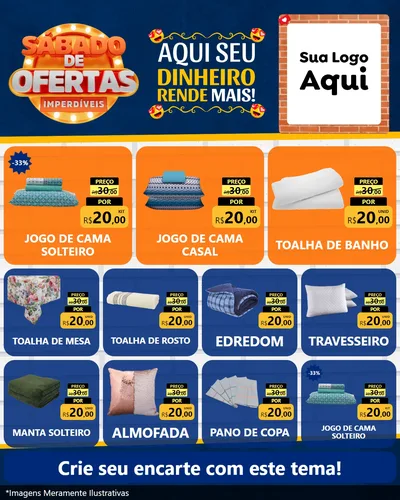 Modelo de Rede Social para Feed Instagram com o tema Sábado de Ofertas Imperdíveis para Cama, Mesa e Banho