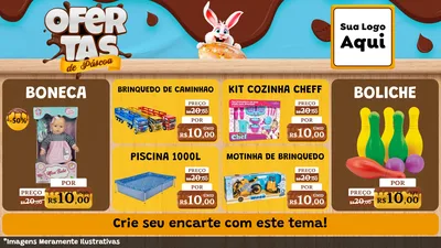 Modelo de TV para TV Horizontal com o tema Ofertas de Páscoa para Brinquedos