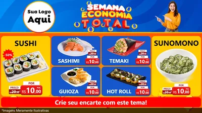Modelo de TV para TV Horizontal com o tema Semana Economia Total para Comida japonesa