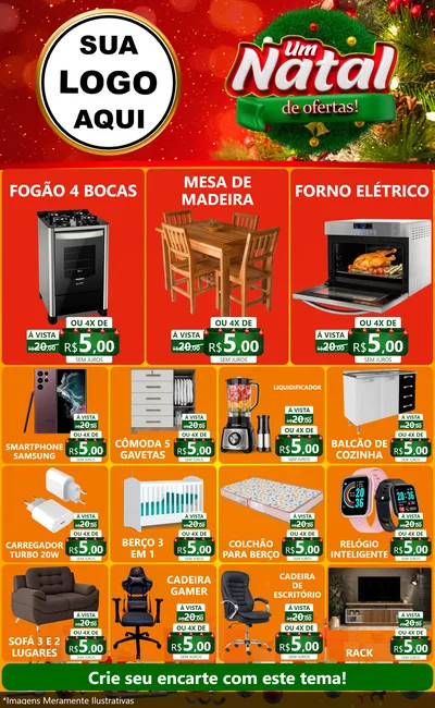 Modelo de Encarte para Encarte Grande com o tema Um Natal de Ofertas para Móveis e Eletro