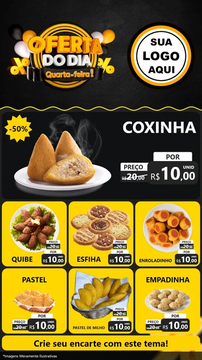 Modelo de Rede Social para Stories com o tema Oferta do Dia - Quarta Feira! para Salgadaria