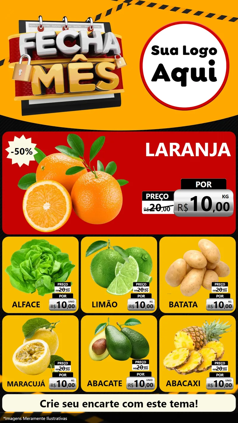 Modelo de Rede Social para Stories com o tema Fecha Mês para Hortifrúti