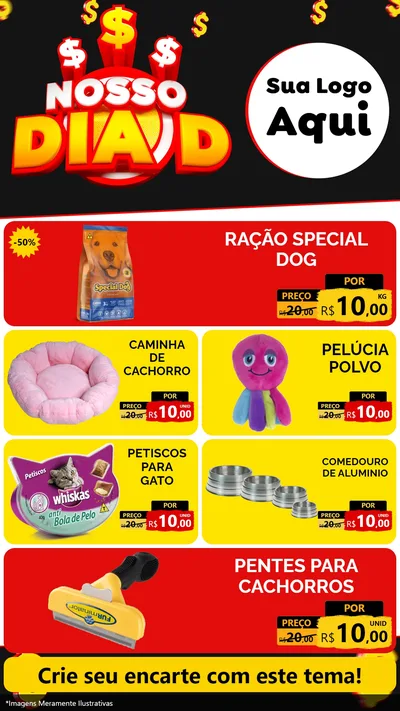 Modelo de TV para TV Vertical com o tema Nosso Dia D para Pet Shop