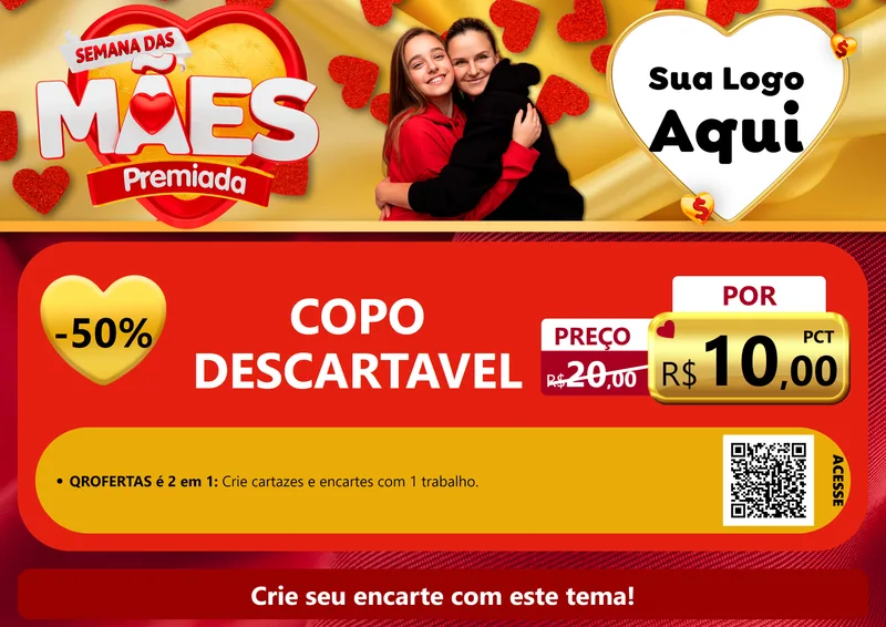 Modelo de Cartaz para Cartaz A4 Horizontal com o tema Semana das Mães Premiada para Embalagens