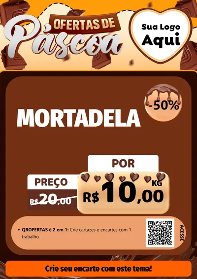Modelo de Cartaz para Cartaz A4 Vertical com o tema Ofertas de Páscoa para Frios e Laticínios