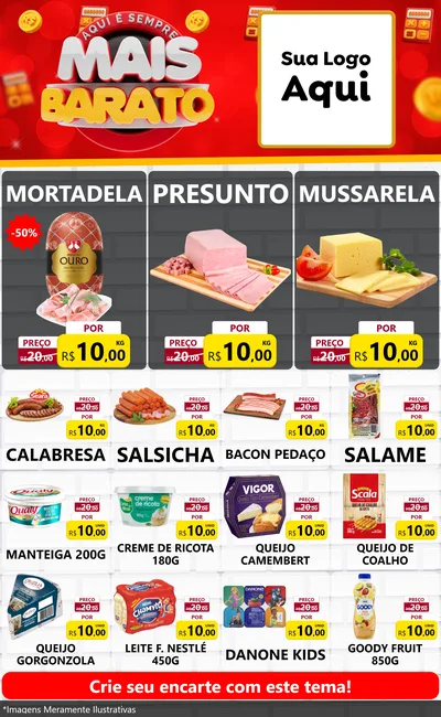 Modelo de Encarte para Encarte Grande com o tema Mais Barato para Frios e Laticínios
