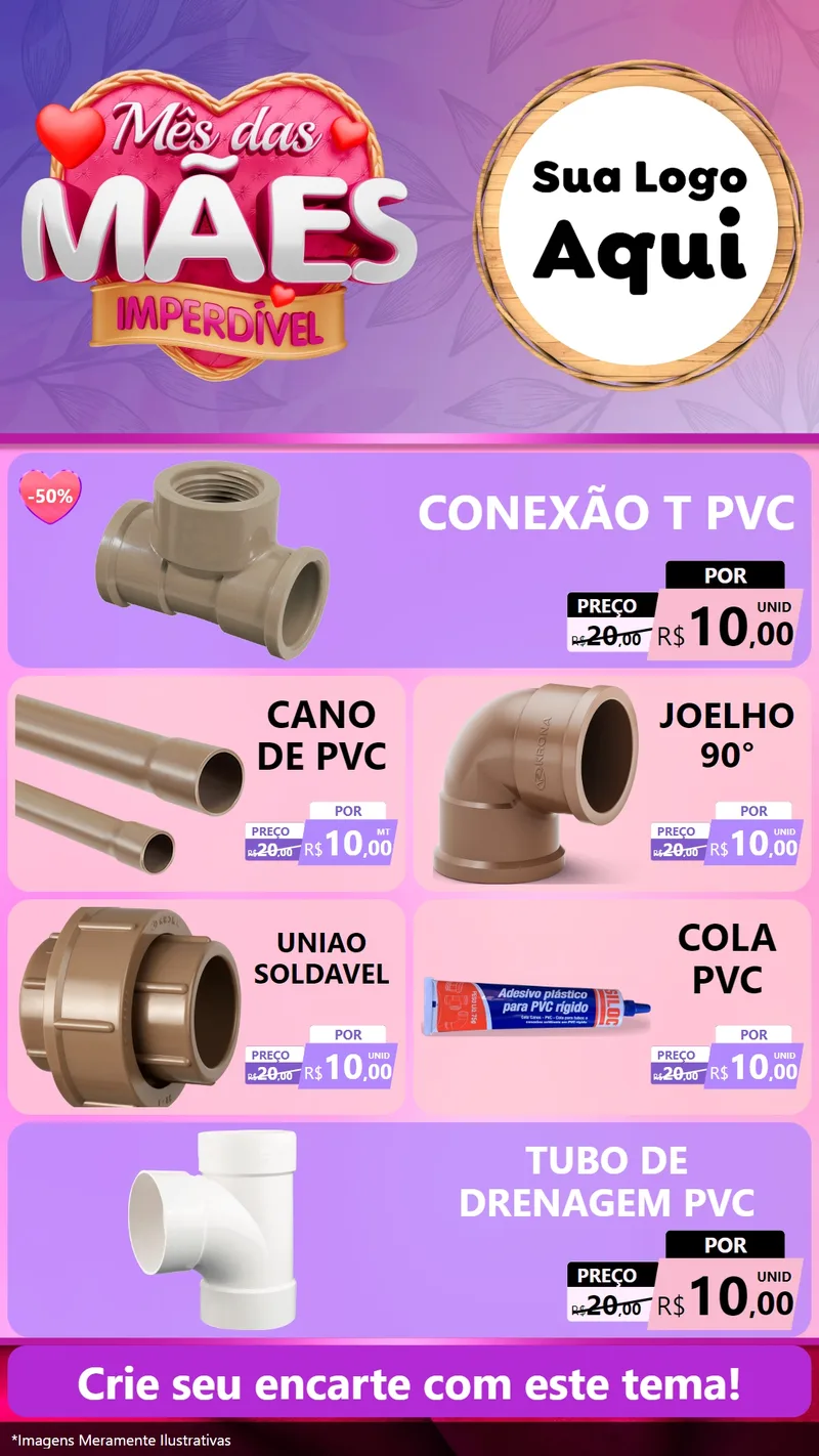 Modelo de TV para TV Vertical com o tema Mês das Mães Imperdível para Tubos e conexões