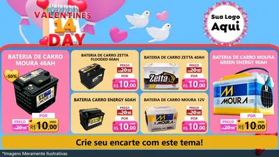 Modelo de TV para TV Horizontal com o tema Valentine's Day para Baterias Elétricas