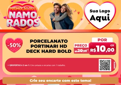 Modelo de Cartaz para Cartaz A4 Horizontal com o tema Promoção dos Namorados para Pisos e revestimentos