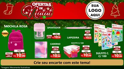 Modelo de TV para TV Horizontal com o tema Ofertas de Natal para Papelaria