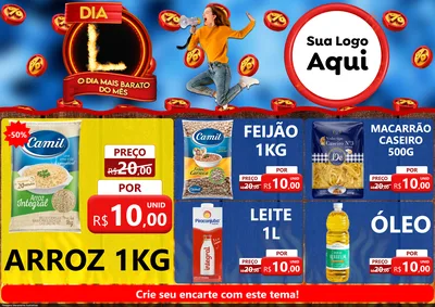 Modelo de Encarte para Encarte A4 Horizontal com o tema Dia L - O Dia Mais Barato Do Mês para Supermercado