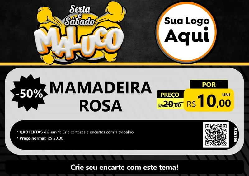 Modelo de Cartaz para Cartaz A4 Horizontal com o tema Sexta e Sábado Maluco para Bebês