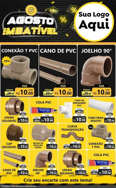 Modelo de Encarte para Encarte Grande com o tema Agosto Imbatível para Tubos e conexões