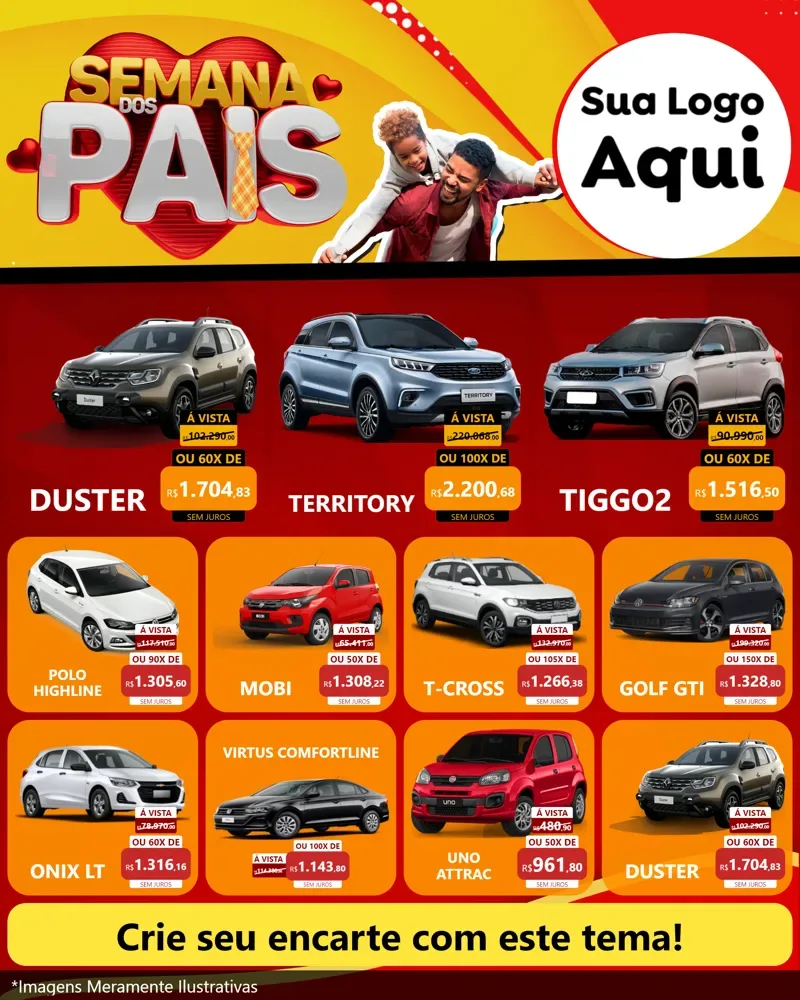 Modelo de Rede Social para Feed Instagram com o tema Semana Dos Pais para Concessionaria de Carros