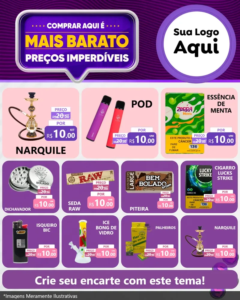 Modelo de Rede Social para Feed Instagram com o tema Mais Barato para Tabacaria