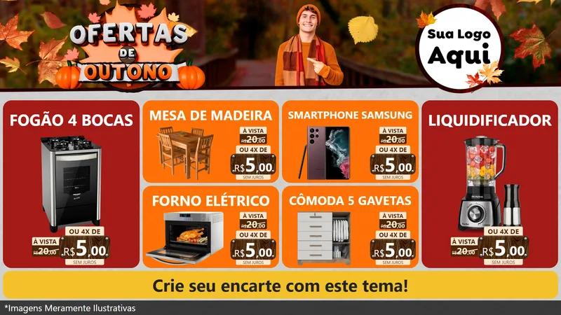 Modelo de TV para TV Horizontal com o tema Ofertas de Outono para Móveis e Eletro