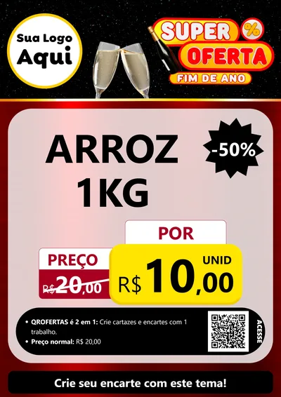 Modelo de Cartaz para Cartaz A4 Vertical com o tema Super Oferta Fim de Ano para Supermercado