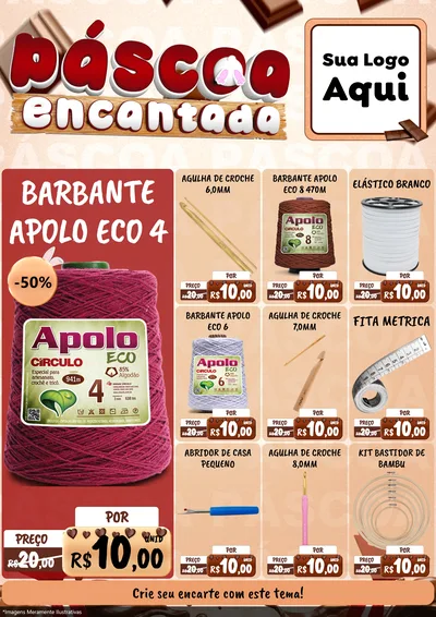 Modelo de Encarte para Encarte A4 Vertical com o tema Páscoa Encantada para Armarinho e Aviamentos