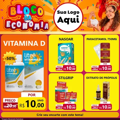 Modelo de Rede Social para Feed Facebook com o tema Bloco da Economia para Farmácia