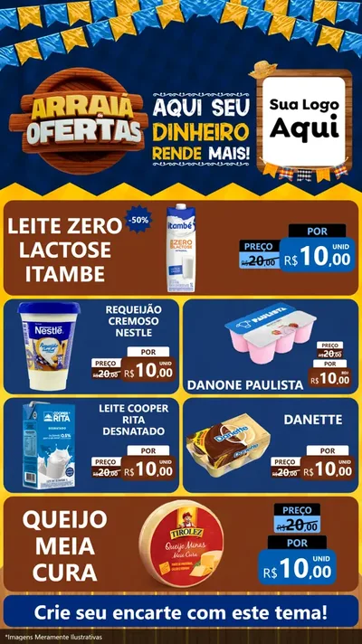 Modelo de TV para TV Vertical com o tema Arraiá de Ofertas - Junina para Frios e Laticínios