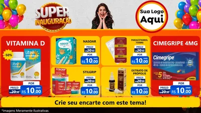 Modelo de TV para TV Horizontal com o tema Super Inauguração para Farmácia