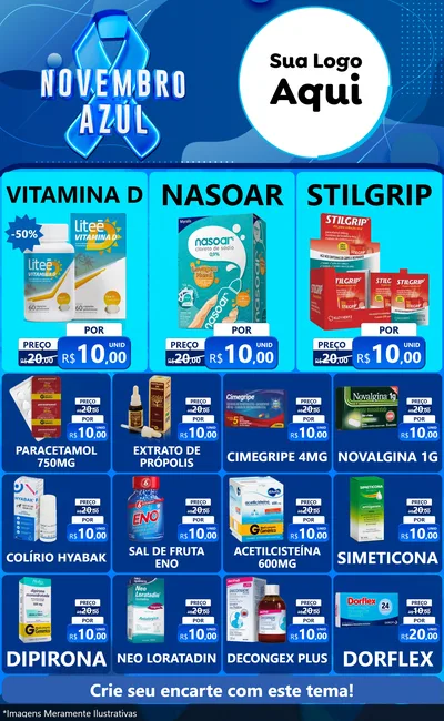 Modelo de Encarte para Encarte Grande com o tema Novembro Azul para Farmácia