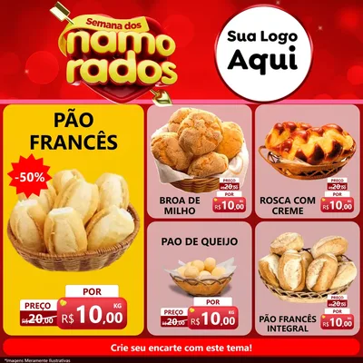 Modelo de Rede Social para Feed Facebook com o tema Semana dos namorados para Padaria