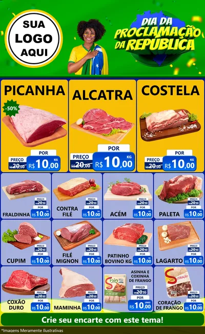 Modelo de Encarte para Encarte Grande com o tema Dia Da Proclamação Da República para Açougue