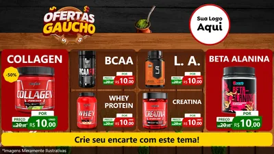 Modelo de TV para TV Horizontal com o tema Ofertas Dia do Gaúcho para Suplementos alimentares