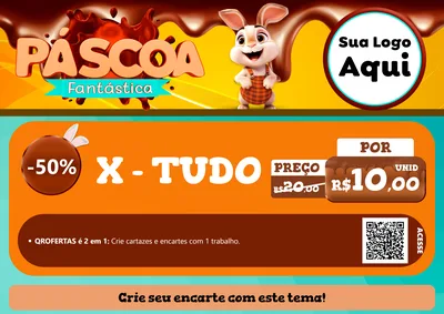 Modelo de Cartaz para Cartaz A4 Horizontal com o tema Páscoa Fantástica para Hamburgueria