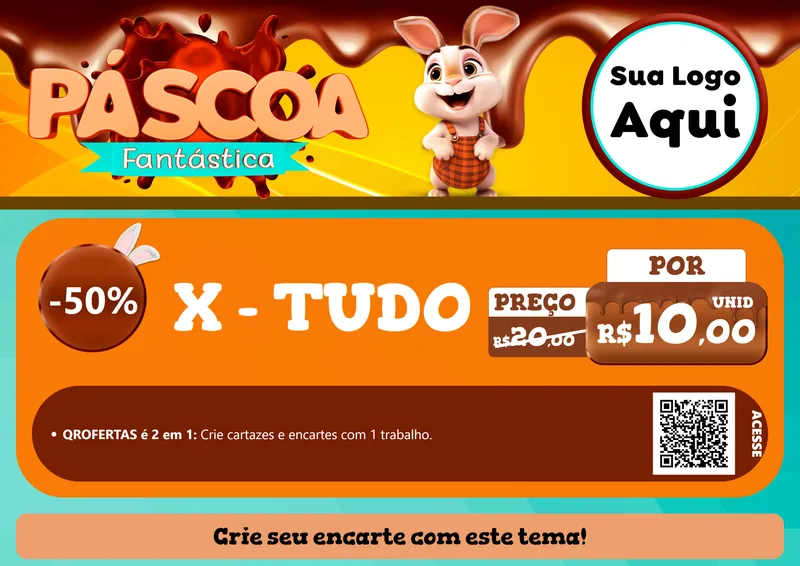 Modelo de Cartaz para Cartaz A4 Horizontal com o tema Páscoa Fantástica para Hamburgueria