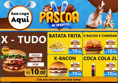 Modelo de Encarte para Encarte A4 Horizontal com o tema Páscoa de Ofertas para Hamburgueria