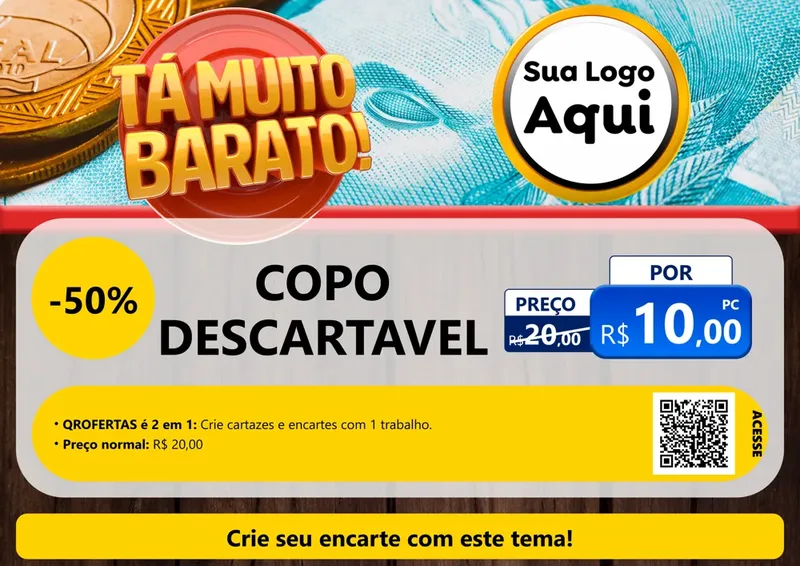 Modelo de Cartaz para Cartaz A4 Horizontal com o tema Está Muito Barato para Embalagens