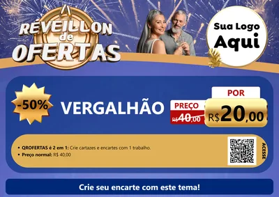 Modelo de Cartaz para Cartaz A4 Horizontal com o tema Réveillon de Ofertas para Ferragens