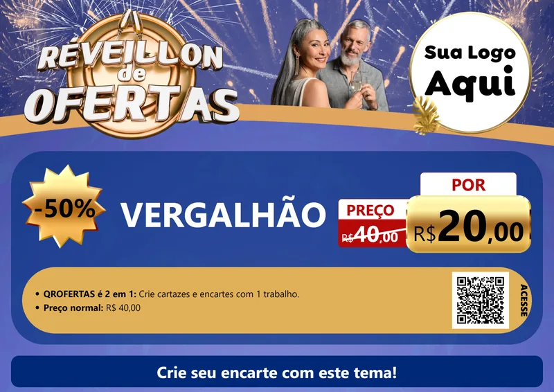 Modelo de Cartaz para Cartaz A4 Horizontal com o tema Réveillon de Ofertas para Ferragens