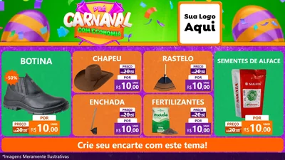 Modelo de TV para TV Horizontal com o tema Pré-Carnaval Com Economia para Agropecuária