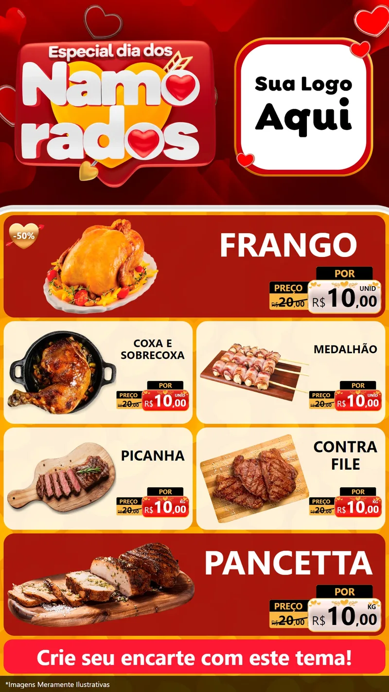 Modelo de TV para TV Vertical com o tema Especial Dia dos Namorados para Assados